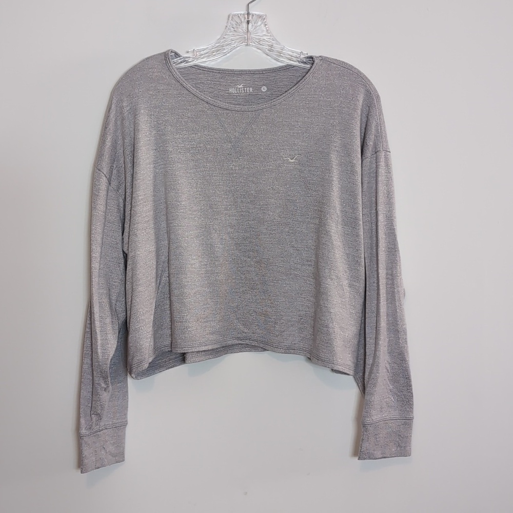 Hollister Gray Soft Long Sleeve Crop Shirt
